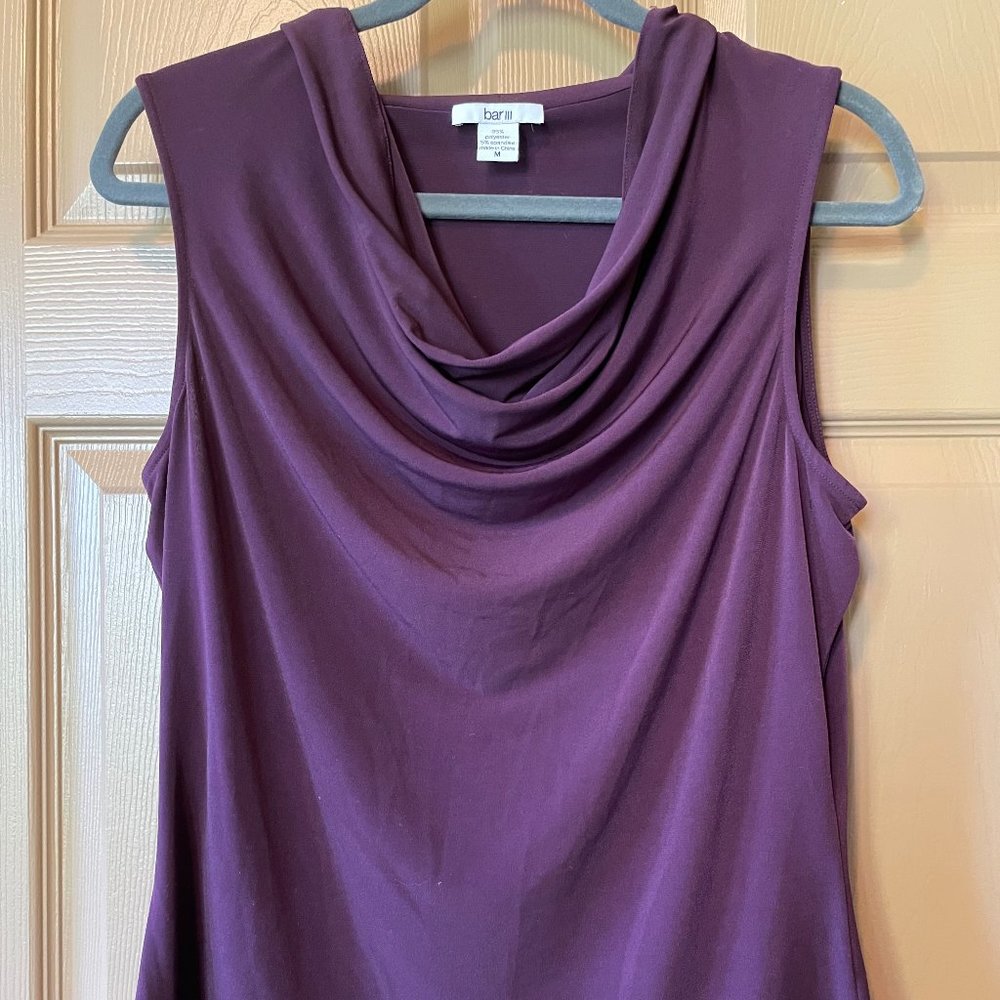 Bar III Purple Cowl Neck Business Top
